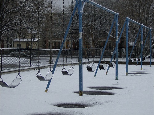 swinging in snow